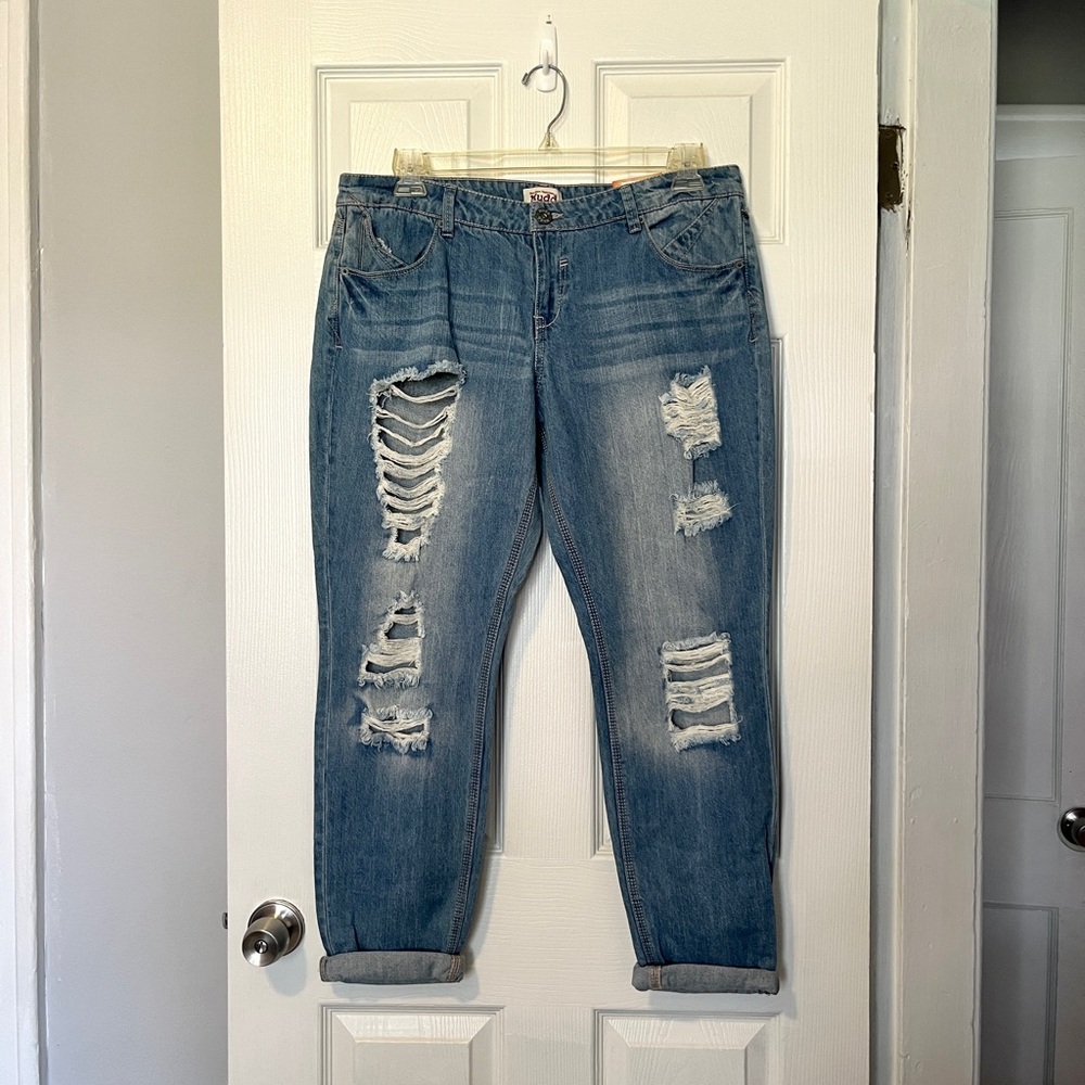Mudd Light Blue Distressed Boyfriend Jeans